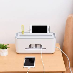 IMPRONOW 1 Compartments plastic Cable Management Box - Power Strip Cords, Surge Protector Hiding Cover Organizer