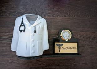 Savri 1 Compartments Fiber Doctor Apron/Coat Pen stand with Watch & Name Plate. For Doctors & Surgeon Pen stand