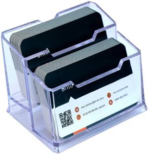 DAHSHA 2 Compartments Acrylic 2 Tier Premium Business Card Holder Acrylic Visiting Card Holder Stand