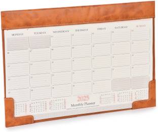 DeskDock 1 Compartments Leather 2025 Desk Calendar Leather Table Planner Full of Year Monthly for Office