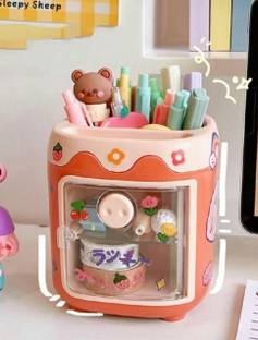 STANCRAY 3 Compartments ABS Plastic Pen Stand - Cute and Functional Desk Organizer for Pens and Pencils