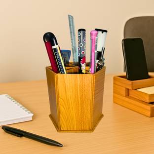 hexatore 6 Compartments Straw Board Pen Stand for Office & Student