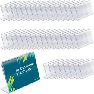 RASPER 1 Compartments Acrylic Sign Holder L Shape Table Display Stand Label Price Tag for Office Counter Restaurants Store Shop Acrylic Food Tag (3x2 Inch) (Pack Of 50 Pcs)