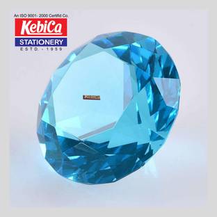 Kebica 1 Compartments Crystal Glass Paper Weight Pure Royal Vivid Blue for Table Organizer Home Decor 1pc