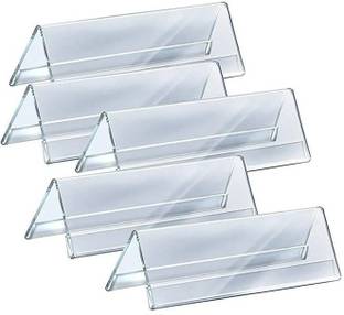 DELITON 2 Compartments Acrylic Acrylic Name Plate Table & Desk Name Plate for Office 2 x 10 Inch Pack of 5