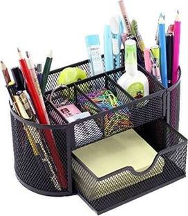 OnisHomes 9 Compartments Mesh Metal pen stand, Remote holder