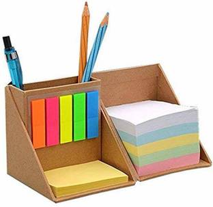 DALUCI 3 Compartments Paper Eco Friendly Mini Memo Pad with Sticky Notes and Pen Holder