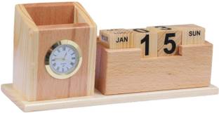 Satvat 2 Compartments Desk Organizer Pen stand With Visiting Card And Mobile Holder| Multipurpose wooden Pen & Pencil Holder Stand For Office&Study Table, Desk Supplies Organiser