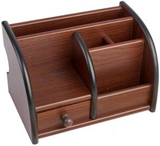 venja 5 Compartments Wooden Pen Stand