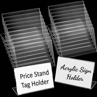 Parikshit Sublimation 30 Compartments Acrylic Sign Price Stand Name Card Tag Holder for Supermarket Office Shop L Type