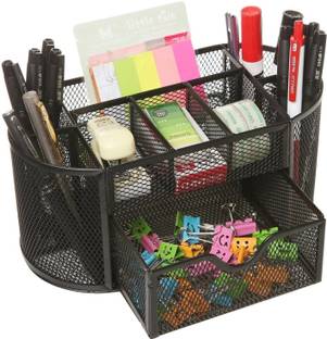 SUKHAD 9 Compartments Metal Mesh Desk Organizer