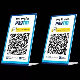 Ganesh 2 Compartments Acrylic QR Code Display Stand L Shape Portrait Style Display Stand