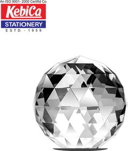Kebica 1 Compartments Crystal Feng Shui Showpiece for Table Organizer Size- 2.5 Inch Ball Round Flicker Shades Paper weight for Office Desk Organizer ( Trans-1p)