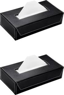tinytoyz 2 Compartments Tissue Box Holder with 100 Pulls Cotton Rags Tissue for Office Desks,Cars & Home TISSUE PAPER HOLDER