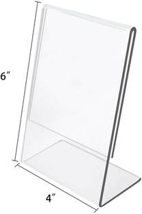 Parikshit Sublimation 1 Compartments Transparent Acrylic QR Code scanner display stand sign paper holder for table shop A6 Size 6x4 Inch