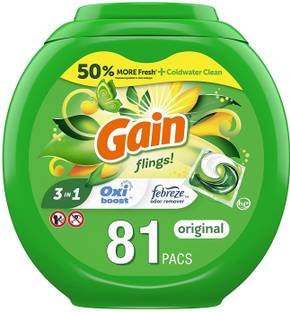 GAIN Flings Original Laundry Detergent Pacs, 81 Count Regular Detergent Pod