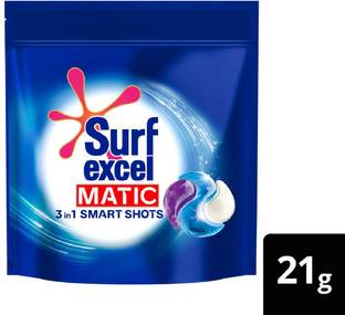 Surf excel 3in1 Smart Shots|Pack of 28 for Front Load&Top Load Washing Machines|(28U x21g) None Detergent Pod