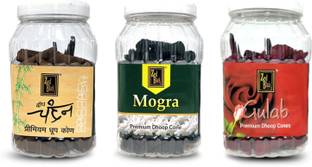 Zed Black Big Dhoop Incense Cones 3 Fragrances (Mogra,Chandan & Gulab) in Jar Packing Jasmine, Sandal, Rose Dhoop