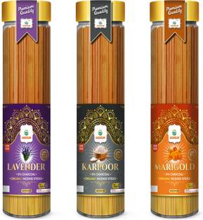 GODSUN Lavender, Kapoor, Marigold Agarbatti Jar (3×100)300gm 0% Charcoal Incense sticks Dhoop