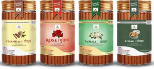 GODSUN Chandan, Rose, Mogra, Loban Dry Dhoop Sticks Jar (4×100)400gm. Dhoop Batti Dhoop