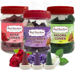 Hari Darshan Multi Fragrance Jar Cone (125g) Rose, Lavender, Jasmine Dhoop