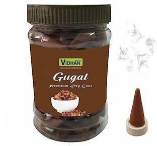 vidhan Cones (GUGGAL) Premium Jar 100Gm | No Bamboo | No Charcoal | Pooja Dhoop Cone | Guggul Dhoop