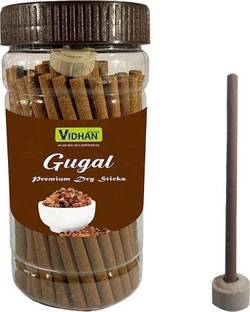 vidhan Pooja Dhoop Sticks Premium Guggal Jar 100Gm | No Bamboo | No Charcoal Guggul Dhoop