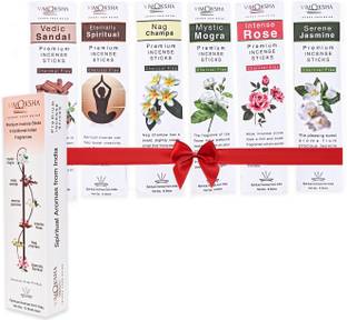 Vimoksha Agarbatti for Pooja Incense Sticks Natural Fragrance Pack of 6 Sandal, Jasmine, Nag Champa, Rose Dhoop