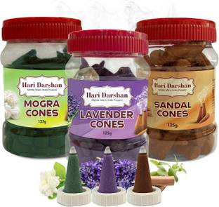 Hari Darshan Multi Fragrances Jar Cones Lavender, Jasmine, Sandal Dhoop