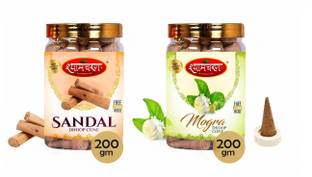 shyamcharan 2 in 1 Flavours Natural Dhoop Cones for Pooja,Incense Cones (Sandal&Mogra)) Sandal, Jasmine Dhoop