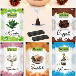 vidhan ZIPPER POUCH MIX FRAGRANCE 20 STICKS EACH PACKET_56 Guggul, Musk, Frankincense, Lavender, Orchid Dhoop