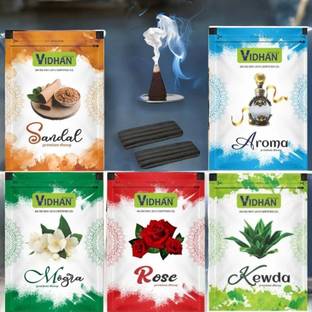 vidhan ZIPPER POUCH MIX FRAGRANCE 20 STICKS EACH PACKET_73 Guggul, Musk, Frankincense, Lavender, Orchid Dhoop