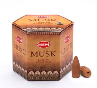 Hem Musk Backflow Brown Incense Cones | Long Lasting Aroma Incense for Positivity Dhoop