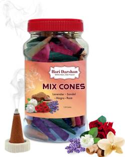 Hari Darshan Mix Cones|Dry Sticks|Mogra Sandal, Rose, Lavender, Jasmine Dhoop