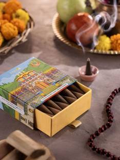 Phool Handcrafted Incense Dhoop cone for Pooja | Flowers offered from Badrinath Temple Sandal Dhoop