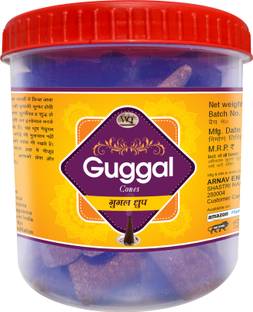 WQT Guggal Incense Dhoop Cones 250gm. For Pooja or Worship Non Charcoal Guggul Dhoop