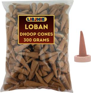 लिबझिब Loban Luxury Dhoop Cones 300 Grams Jumbo Pack - No Bamboo & No Charcoal धूप