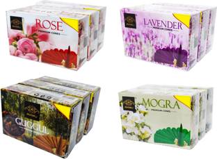 aviraj Dry Dhoop Cones Batti Combo Of Rose Lavender Guggul Mogra Pack of 12 Rose, Guggul, Lavender Dhoop