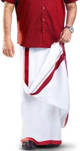 MCR Men's Pure Cotton Double Dhoti -4 Meter Solid Men Dhoti