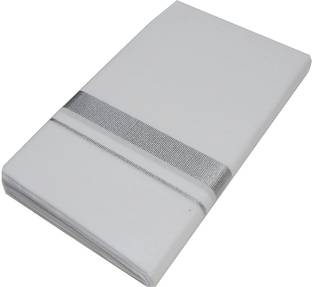 MCR Silver Zari Border Dhoti Solid Men Dhoti
