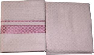NEwEraTextiles Pink Colour Tissue Embroidered Dhoti & Shirt Material Set - Woven Men Dhoti