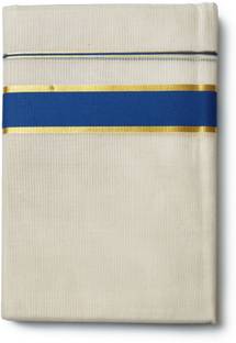 Vairavaa Tex 100% Cotton | Kerala Traditional Mundu | 1.5'Inch Ink Blue With Gold Kasavu Border | Striped Men Dhoti