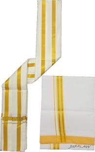 JUPALAW 2METERS TRENDY & TRADITIONAL COTTON 2METERS FANCY DHOTI WITH GAMCHA Solid Men Dhoti