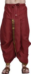 RAMESHWARAM FABRICS Readymade Dhoti for men with Silk Kurta Set, Suitable for Pooja, Festival Solid Men Dhoti