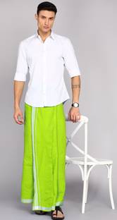 Feather Green Pooja Dhotis Solid Men Dhoti