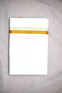 SRI BALAJI TEX SRI BALAJI TEX WHITE DHOTI GOLD JARI BORDER Solid Men Dhoti