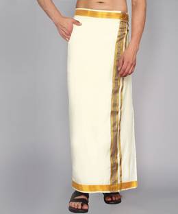 Prakasam Cotton -Asha Silk Look Mens Flexiable Size Readymade Pocket Self Design Men Dhoti