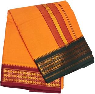 Tharunsha Elite Cotton Men’s Dhoti/Angavastram/Panjakejam / 4 mtr Dhoti with 2.25 mtr towel Self Design Men Dhoti