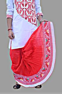 Chandra Jamdani Border Ready To wear Solid Men Dhoti