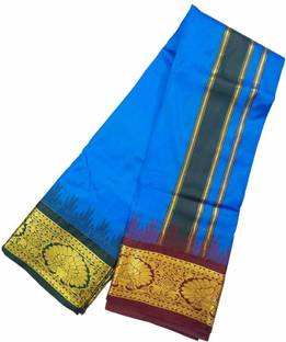 exclusive Dhoties Traditional Art Silk Color With 5"inch Jacquard Temple Tower Border Men Dhoti